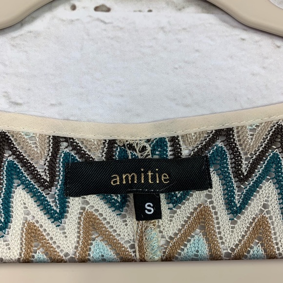 Amitie Chevron Crochet Boho Oversized Tunic Top S - Picture 6 of 7